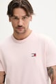 Βαμβακερό μπλουζάκι Tommy Jeans ροζ DM0DM20322