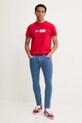 Pamučna majica Tommy Jeans DM0DM20365 crvena SS25