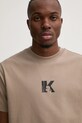 Βαμβακερό μπλουζάκι Karl Lagerfeld Jeans μπεζ A1M17044