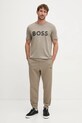 Bombažna kratka majica BOSS Green 50530990 bež SS25