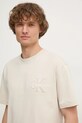 Pamučna majica Calvin Klein Jeans bež J30J327107