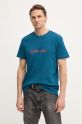 G-Star Raw t-shirt bawełniany nadruk turkusowy D25150.C812