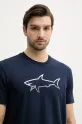 Paul&Shark t-shirt bawełniany nadruk granatowy 25411078