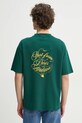 Bombažna kratka majica Drôle de Monsieur Le T-Shirt Slogan Vignes Okrogel zelena F.TS226.CO002.DGN