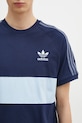 Bavlněné tričko adidas Originals 3-Stripes Panel námořnická modř JD4276