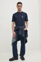 Sisley tricou din bumbac 3I1XS1047 bleumarin SS25