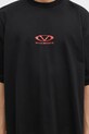 Хлопковая футболка VETEMENTS Oval Logo Cropped Boxy чёрный UA66TR600BR