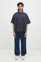 VETEMENTS t-shirt bawełniany Oval Logo Cropped Boxy UA66TR600N granatowy