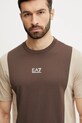 Bavlněné tričko EA7 Emporio Armani hnědá AF12874.7M000276