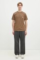 Βαμβακερό μπλουζάκι Carhartt WIP Pocket καφέ I030434.2LTXX