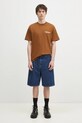 Βαμβακερό μπλουζάκι Carhartt WIP Runaway I034409.2IQXX καφέ
