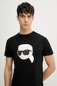 Βαμβακερό μπλουζάκι Karl Lagerfeld μαύρο 552251.755073