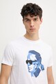Βαμβακερό μπλουζάκι Karl Lagerfeld λευκό 552241.755065
