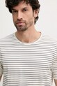 Pepe Jeans t-shirt z domieszką lnu WEST STRIPED PURNEY TEE beżowy PM509761