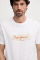 Βαμβακερό μπλουζάκι Pepe Jeans PICTHON λευκό PM509782