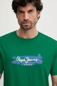 Βαμβακερό μπλουζάκι Pepe Jeans PICTHON πράσινο PM509782