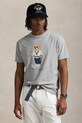 Bombažna kratka majica Polo Ralph Lauren Potisk siva 710973137