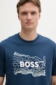 Ρούχα Βαμβακερό μπλουζάκι BOSS Orange 50539186 σκούρο μπλε