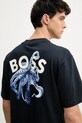 Бавовняна футболка BOSS Orange темно-синій 50540520