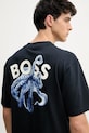 Βαμβακερό μπλουζάκι BOSS Orange σκούρο μπλε 50540520
