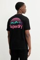 Oblečenie Bavlnené tričko Superdry M1012175A.02A čierna