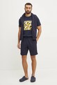 Хлопковая пляжная футболка Emporio Armani Underwear EM000574.AF12349 тёмно-синий SS25