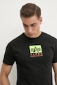 Bombažna kratka majica Alpha Industries Satin Logo T črna 148513