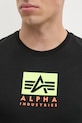 Bombažna kratka majica Alpha Industries Satin Logo T 148513 črna