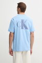 Oblečenie Bavlnené tričko Calvin Klein Jeans J30J327475 modrá
