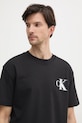 Βαμβακερό μπλουζάκι Calvin Klein Jeans μαύρο J30J327475