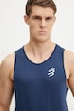 Compressport tricou de alergare Singlet albastru ATSM743