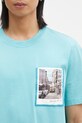 Βαμβακερό μπλουζάκι Helmut Lang Pstcard T Bk.Mal Lt τιρκουάζ O10HM516
