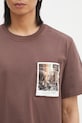 Helmut Lang t-shirt bawełniany Pstcard T Dtown.Mal brązowy O10HM518