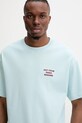 Βαμβακερό μπλουζάκι Drôle de Monsieur Le T-Shirt Slogan τιρκουάζ G.TS203.CO002.LBE