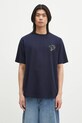 Drôle de Monsieur tricou din bumbac Le T-Shirt Slogan Esquisse print bleumarin G.TS188.CO002.NY