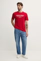 Tommy Hilfiger tricou din bumbac MW0MW38621 rosu SS25