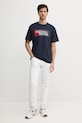 Red Bull Racing x Pepe Jeans t-shirt bawełniany OMBRE LOGO TEE RM500019 granatowy SS25