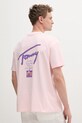 Tommy Jeans tricou din bumbac DM0DM20768 roz SS25