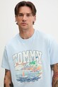 Bavlnené tričko Tommy Jeans modrá DM0DM21867