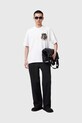 AllSaints pamut póló RETICULATE M009PC fehér