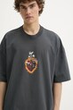 Памучна тениска AllSaints HEARTFELT сив M014PC