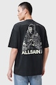 Памучна тениска AllSaints CHRYSALYPSE свободна черен M025PC
