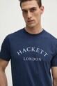 Bavlnené tričko Hackett London tmavomodrá HM500893