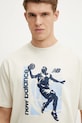 New Balance tricou din bumbac bej MT51605LIN