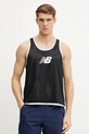 New Balance tricou de antrenament cu două fețe MT51608BK negru SS25