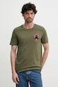 Bavlněné tričko Aeronautica Militare nášivka zelená TS2408J592