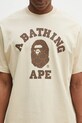 Βαμβακερό μπλουζάκι A Bathing Ape College Monogram College μπεζ 1L30110322