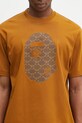 Pamučna majica A Bathing Ape College Monogram Ape Head smeđa 1L30110334