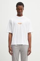 Marcelo Burlon t-shirt bawełniany County Flame Boxy T-Shirt White Red nadruk biały CMAA05AS25JER0070125