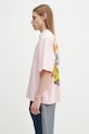 Хлопковая футболка Marcelo Burlon County Flame Boxy T-Shirt Pink Red CMAA05AS25JER0073025 розовый SS25